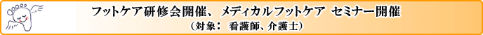 フットケア研修会開催、 メディカルフットケア セミナー開催(対象:看護師、介護士)